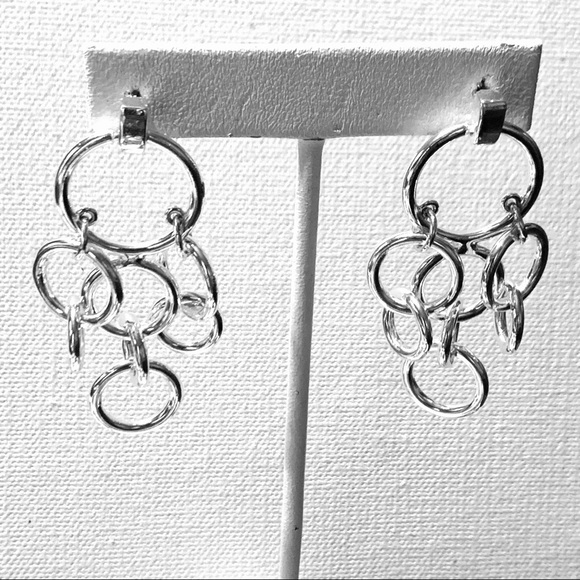 Vintage dangle earrings circles rings pierced - Picture 1 of 6